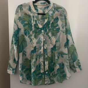 Palm printed button down